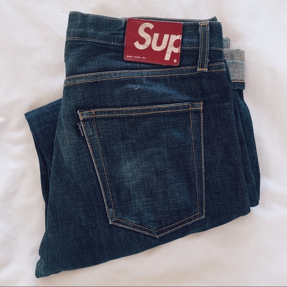 Men’s Supreme Raw Denim Jean - Picture 1 of 4
